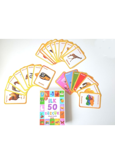 Ilk 50 Sözcük Flash Cards Eğitici Kartlar Çocuk Eğitim