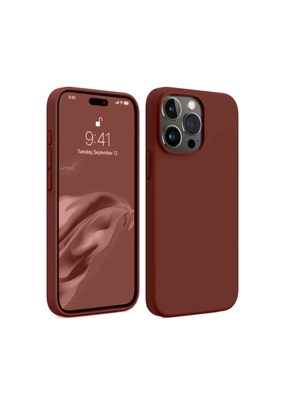 Apple Uyumlu iPhone 15 Pro Max Uyumlu Kılıf First Silikon - Bordo
