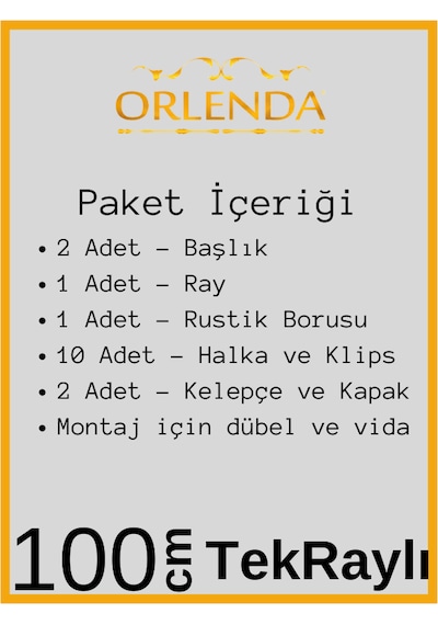 Rustik Perde Askısı Siyah 100cm - Ahşap Rustik Siyah