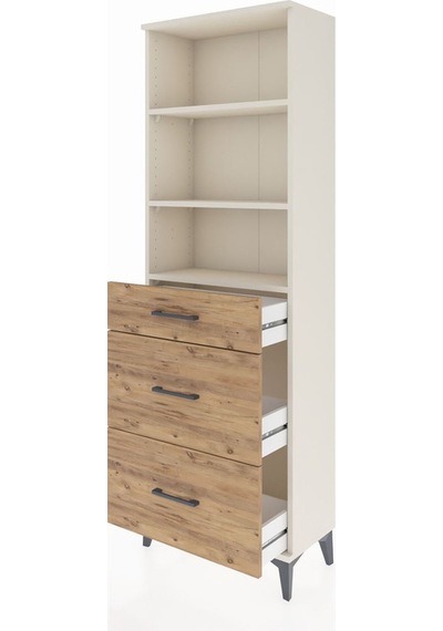 Arges Dolap 3 Raflı 3 Çekmeceli 60x30x182 Aytaşı-çam Aytaşı