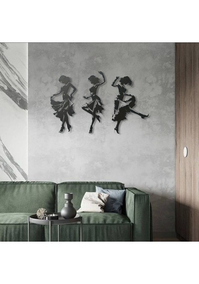 Dans Eden Mutlu Kadın Metal Duvar Dekoru Modern Sanat & Estetik Hediye