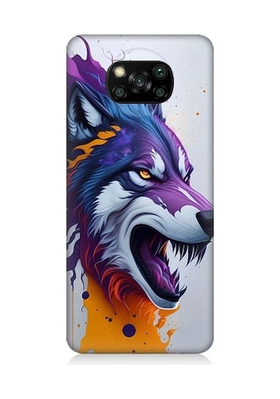 Xiaomi Poco X3 Uyumlu Kızgın Savaşçı Kurt Desenli Silikon Kılıf