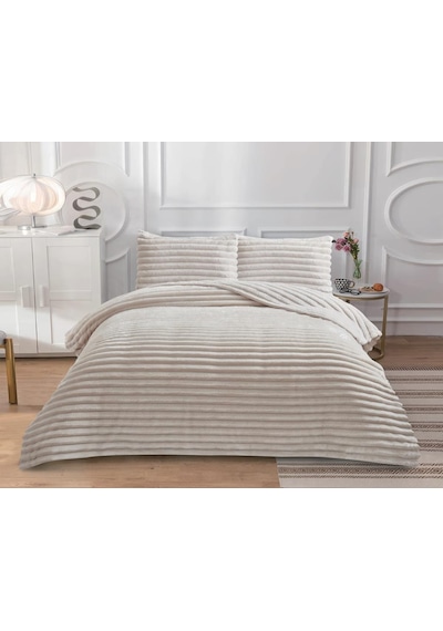 Soft Çizgi Çift Kişilik Yatak Örtüsü 260x240 Krem
