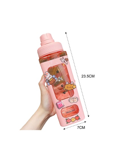 Öğrenciler Ve Çocuklar İçin Taşınabilir Ve Sızıntılı Pipetli Su Şişesi Pink, 700ml