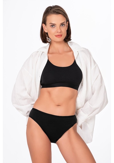 Likralı Daphne 40/1 Kalın Bikini Altı Siyah Külot Kompedan K6120-siyah Siyah
