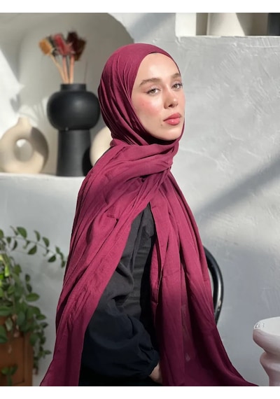 Moda Kaşmir Neo Pamuk Şal Serisi Vişne