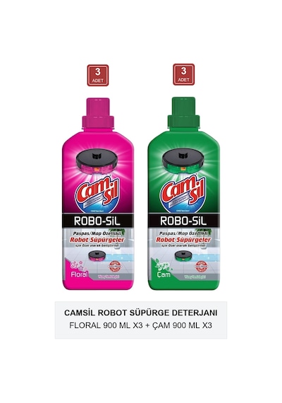 Camsil Robo-sil Robot Süpürge Deterjanı Çam 900 Ml X3 + Floral 900 Mlx3 6'lı Set