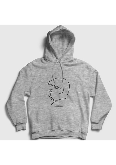 Presmono Unisex Neon The Notorious Bıg Kapüşonlu Sweatshirt Gri Melanj