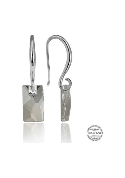 Swarovski Crystal Taşlı Gümüş Beyaz Baget Sallantılı Kadın Küpe