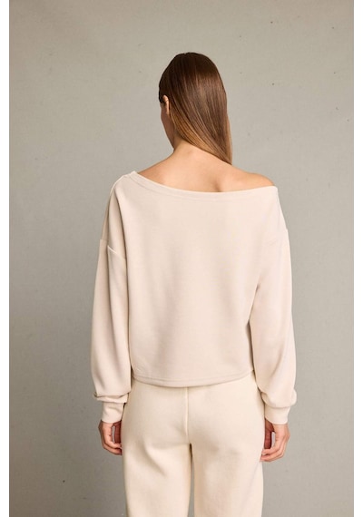 Defacto Kayık Yaka Modal Sweatshirt G2914ax25auer120 Ekru