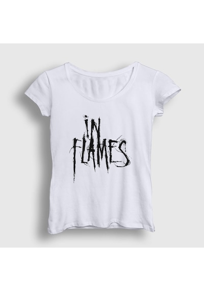 Presmono Kadın Logo In Flames T-shirt Beyaz