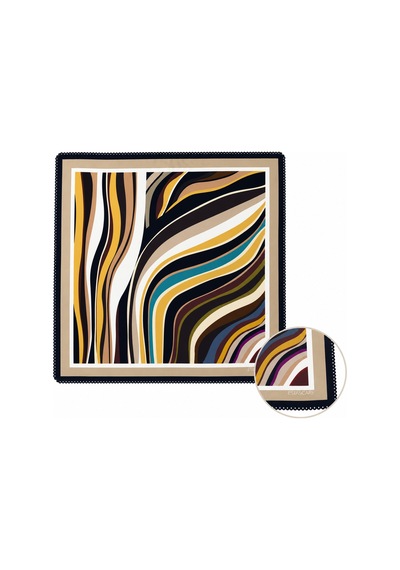 Tarzını Seç Bej Renk Dalgaları Desenli Dantel Oya Kesim Fular / Bandana 70 X 70 Cm