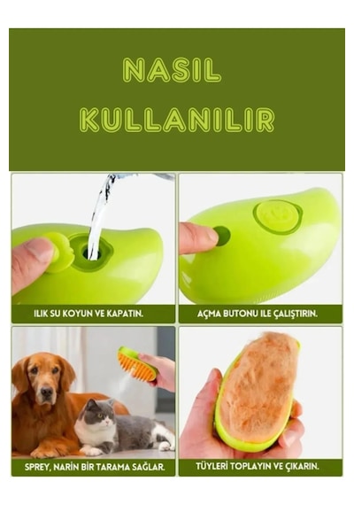 Tineke Buharlı Kedi & Köpek Yıkama Fırçası Tarağı Yumuşak Silikon