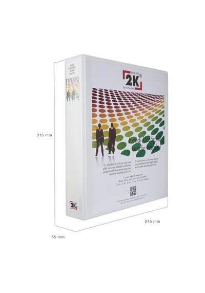 2K Evrak Sunum Tanıtım Firma Klasörü A4 Pvc 5 cm 2 Halkalı 350 Yaprak Kapasiteli Ring Binder File 27,5x32 cm