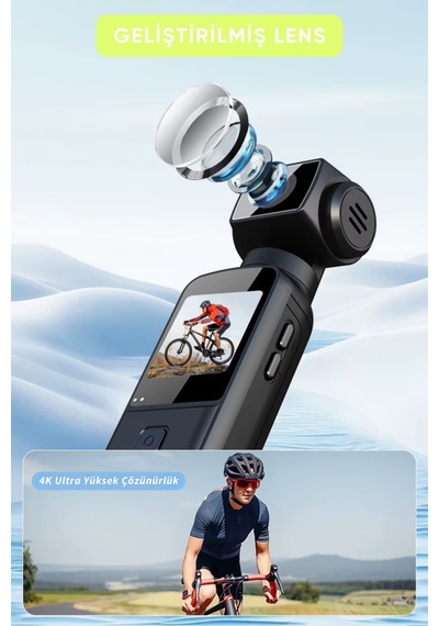 Wearfitpro 4k Yüksek Çözünürlük Aksiyon Kamerası Hareket Algılama Sabitleme Özellikli Aksiyon Kamerası Gimbal Siyah