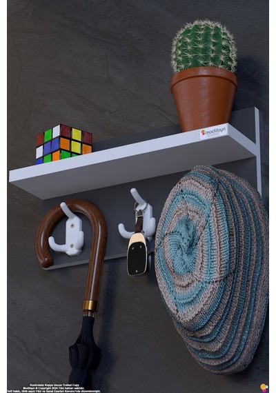 Kedi 9 Kancalı Hol Askısı 3'lü Set 41,4x19 Cm - Şık Tasarım, Çok Amaçlı Düzenleyici Ve Yer Tasarrufu Gri