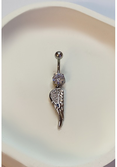 Kadın Melek Kanadı Taşlı Çelik Piercing