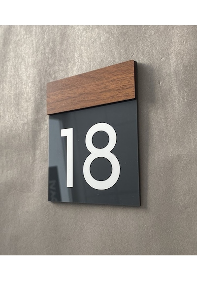 Wooden Serisi Minimal Kapı Numarası