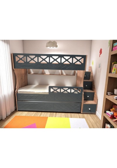 Cordoba Mdf Yavrulu 3 Lü Ranza Meşe Antrasit