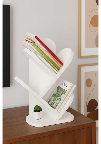 Reyo Falez 3 Raflı Masaüstü Kitaplık Kitap Rafı Beyaz Beyaz