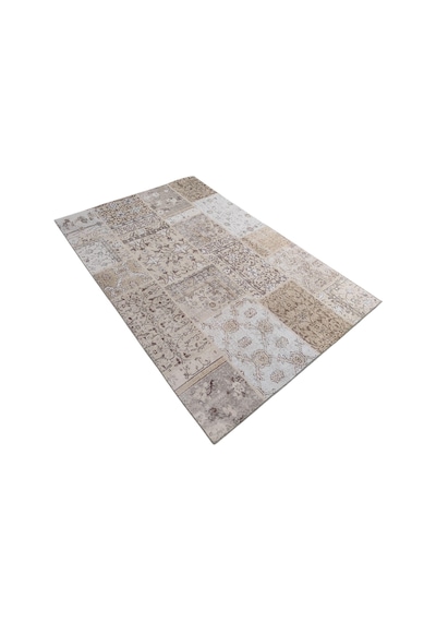 Çam Halı Siesta Patchwork 32-458 Etnik Eskitme Desenli Dokuma Tabanlı Yıkanabilir Şönil Salon Ve Oda Halısı Bej