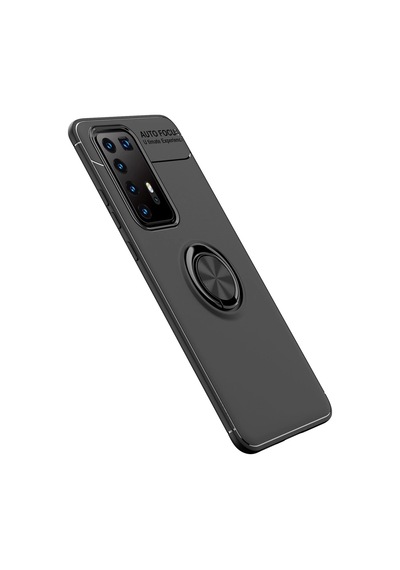 Gld-spt- Newface Huawei P40 Pro Kılıf Range Yüzüklü Silikon - Siyah