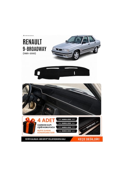 Renault 9 Broadway 1985-2000 Uyumlu Torpido Örtüsü, Torpido Kılıfı - Siyah Gri