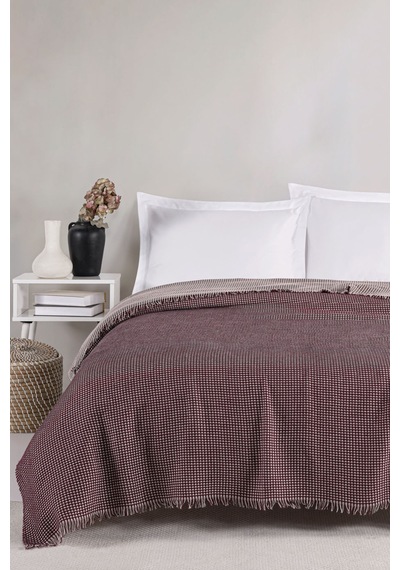 Eponj Home Pike Örtüsü Çift Kişilik Waffle Bordo Bordo