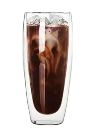 Çift Cidarlı Uzun Meşrubat, Kokteyl, Latte, Su Bardağı, 320 Ml, Cam Bardak, 1 Adet - 12324 Açık Kırmızı