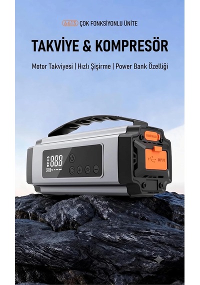 Tr 12v 2000a 20000mah Akıllı Akü Takviye Cihazı İle Hava Kompresörü