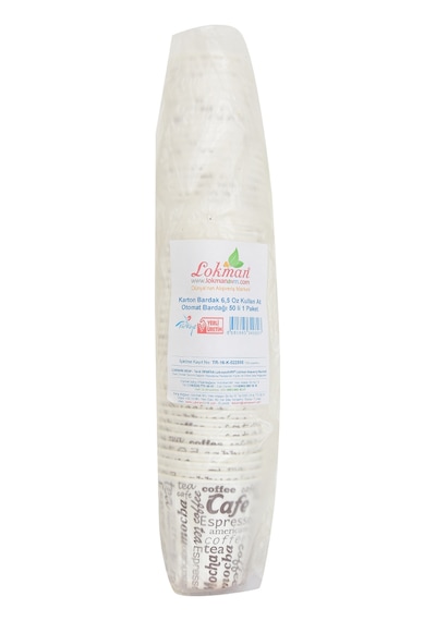 Lokmanavm Karton Bardak 6.5 Oz Kullan At Çay Kahve Sıcak Kağıt Otomat Bardağı 50 Li 1 Paket Diğer