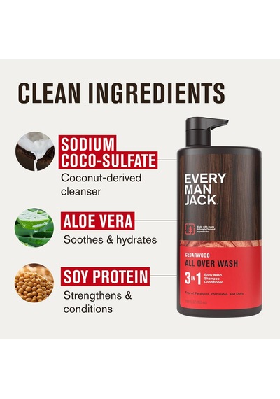 Every Man Jack Cedarwood 3 Ü 1 Arada Şampuan Saç Kremi Ve Duş Jeli 852ml Tüm Saç Tipleri
