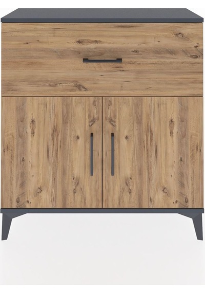 Arges Şifonyer Tek Raflı Tek Çekmeceli 2 Kapaklı 88x30x96 Antrasit-çam Antrasit
