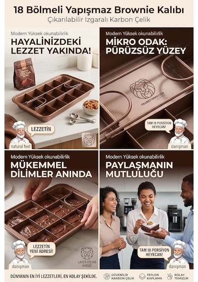 18 Bölmeli Yapışmaz Brownie Kek Kalıbı Çıkarılabilir Izgaralı Karbon Çelik Teflon Bölmeli Fırın Tepsisi Porsiyonluk Mini Kek Bar Kurabiye Hamur İşleri Kalıbı 723425 Çok Renkli