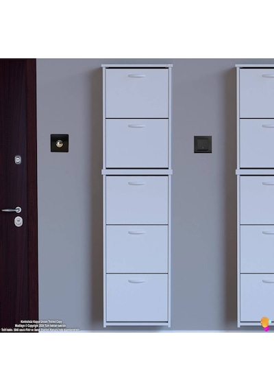 Modilayn Verve Asma Kapı Önü 52x194x26 Cm Lik 3 Düşer Kapak 10 Göz Bölmeli Ayakkabılık Beyaz Modilayn Verve Asma Kapı Önü 52x194x26 Cm Lik 3 Düşer Kapak 10 Göz Bölmeli Ayakkabılık Beyaz