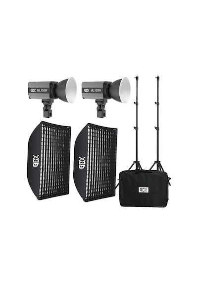 GDX ML150W BiColor LED Video Işığı İkili Set Çantalı Bowens Mount Profesyonel Sürekli Işık