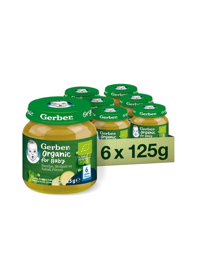 Organik Bezelye, Brokoli Ve Kabak Püresi 125 Gram X 6