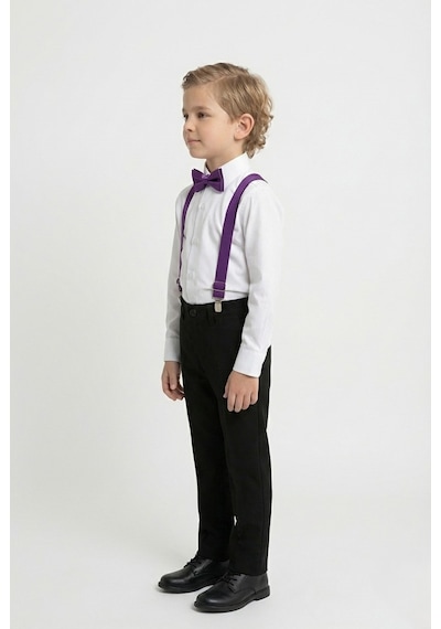 Mnk Baby & Kids Beyaz Gömlekli Erkek Çocuk Takım M00787 Mor