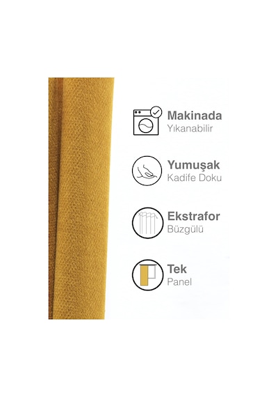 Kadife Dokulu Kadife Çiçeği Ada Fon Perde Ekstrafor Büzgülü Kadife Çiçeği