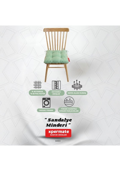 Pötikareli Sandalye Minderi 40x40 Pofidik Piknik Minderi Yeşil