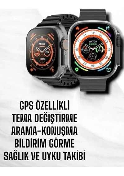 Akıllı Saat Aksesuarları Yeni Nesil Ultra Akıllı Saat Titreşimli, Uyku & Sağlık Takibi, Çift Kordon