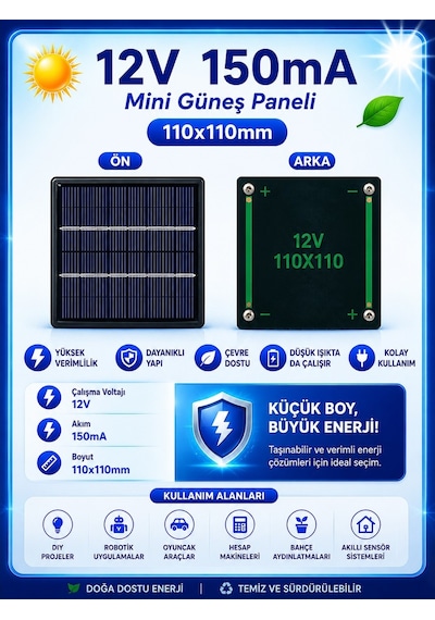 Mini Güneş Paneli Seti 5 Li Solar Panel Paketi 1.5v / 4.2v / 12v