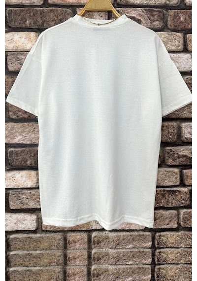 Erkek Belive İn Yourself Baskılı Oversize Tshirt Beyaz