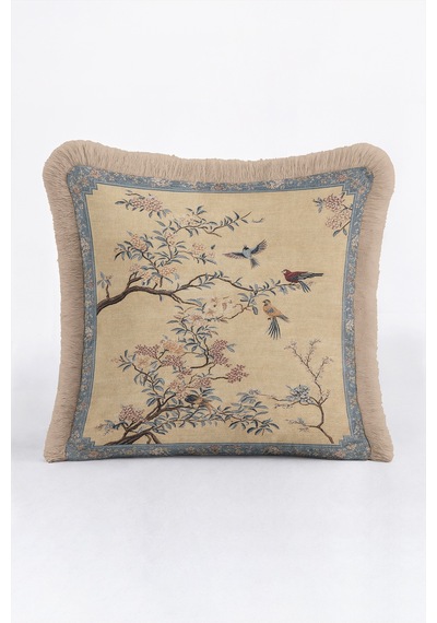 Japon Bahçesi Kuşlu Floral Saçaklı Yastık Kılıfı - Chinoiserie Bej Mavi Krem Püsküllü Kırlent Kılıfı Sessiz Vadi Nova Japon Bahçesi Kuşlu Floral Saçaklı Yastık Kılıfı - Chinoiserie Bej Mavi Krem Püsküllü Kırlent Kılıfı Sessiz Vadi Nova