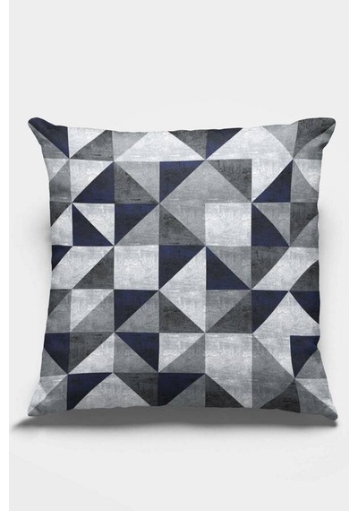 Lacivert Geometrik Çift Taraflı Yastık Kırlent Kılıfı Krl382n11