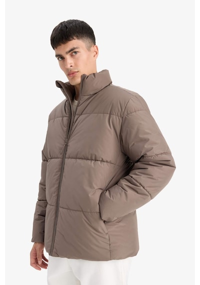 Defacto Su İtici Regular Fit Dik Yaka Peluş Astarlı Triko Manşetli Fermuarlı İç Cepli Mont E9250ax25wnbn571 Kahve-bn571