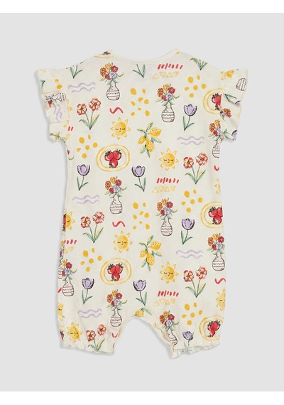 LC Waikiki Lcw Baby Yeşil Fırfırlı Baskılı Kız Bebek 2'li Tulum Lıght Green