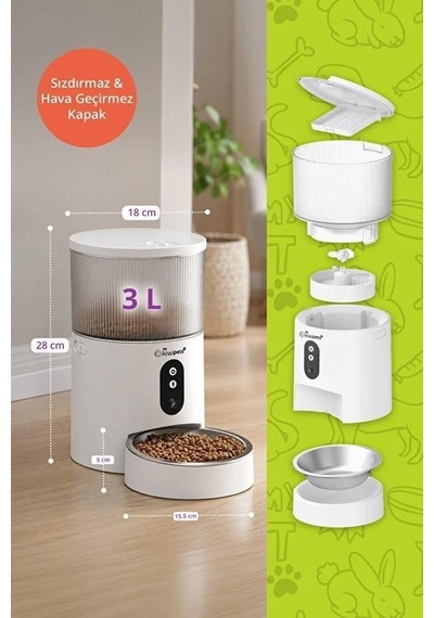 Kiwi Kpf-10565 Evcil Hayvan Akıllı Kameralı Multifonksiyon Mama Kabı-smart Pet Feeder