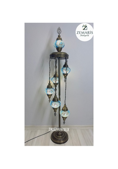 El Yapımı Otantik Mozaik Lambader 6 Lı Mavi - 805088843 Diğer