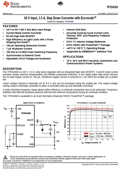 Tps54360ddar Stepdownconverter